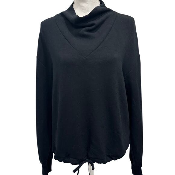Varley Betsy Funnel Neck Black Drawstring Hem Sweatshirt Small Lounge Cozycore - Picture 2 of 11